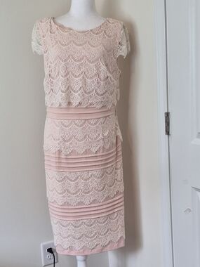 Signature by Sangria Blush Pink Lace Midi Dress